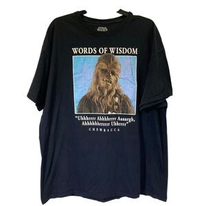 STAR WARS Chewbacca Words of Wisdom Graphic T-Shirt Black big men's size 2XL